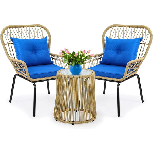 All-Weather 3-Piece Outdoor Wicker Bistro Set