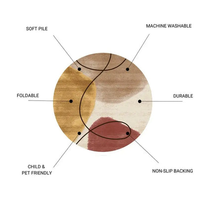 Non-Slip 41" x 41" Washable Round Area Rug -