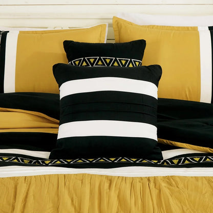 Luxurious 7 Piece Embroidered Queen Bedding Set