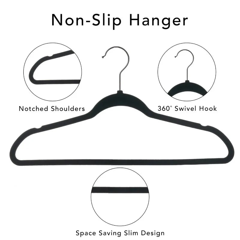 100 pcs-Velvet Clothing Hangers