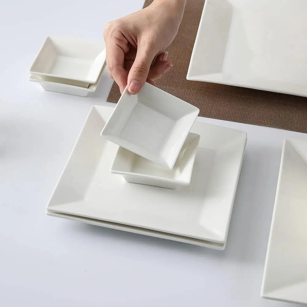 16-Piece Timeless Classic Square Dinnerware Set for 4