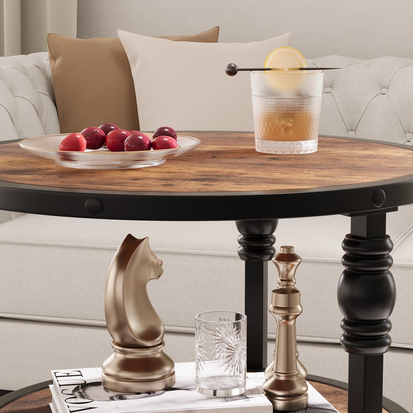 3-Tier End Table with Storage Shelves