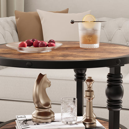 3-Tier End Table with Storage Shelves