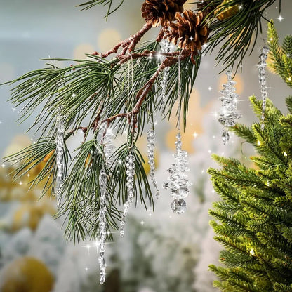 24 Pcs Crystal Icicle Christmas Tree Ornaments