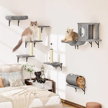 NUNU LAB 7-in-1 Wall Mounted Cat Climber Set