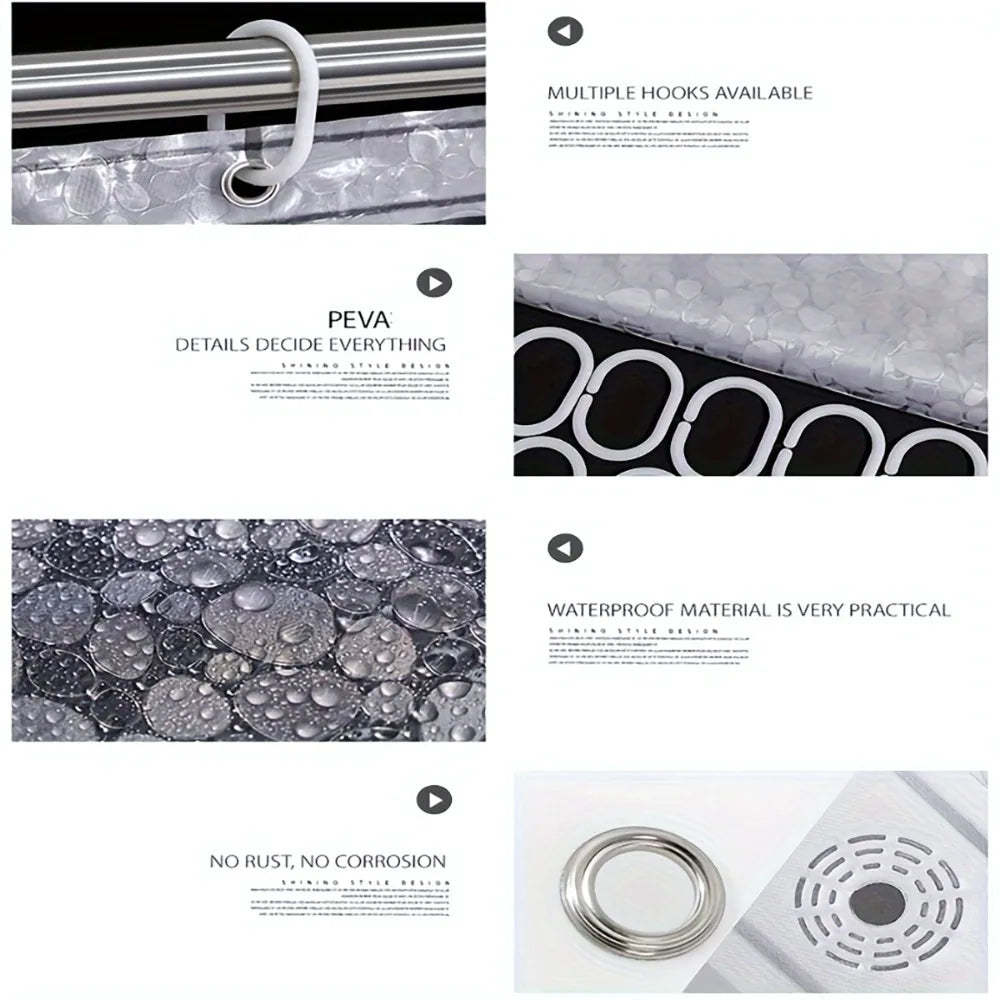 3D Pebble Pattern Shower Curtain