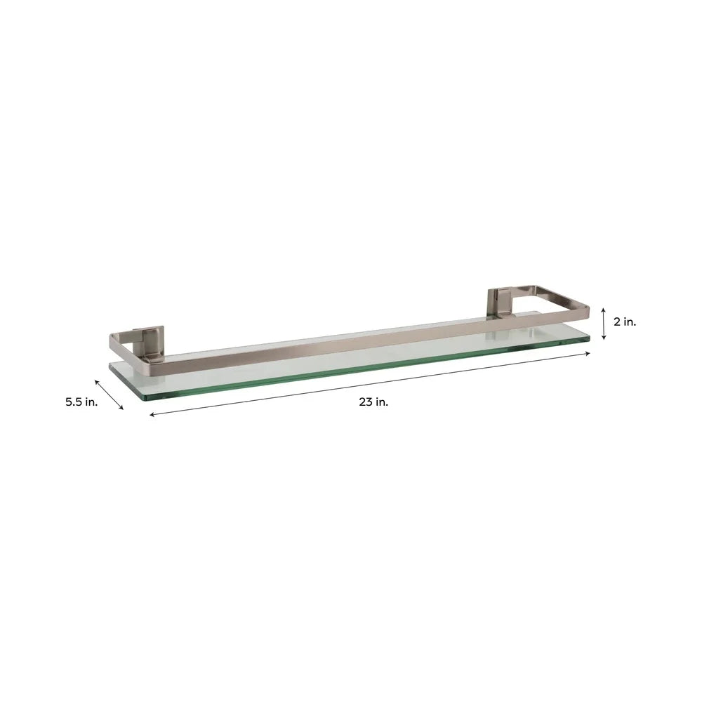 Glass Shelf with Nickel Rail Wall Mount