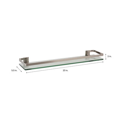 Glass Shelf with Nickel Rail Wall Mount