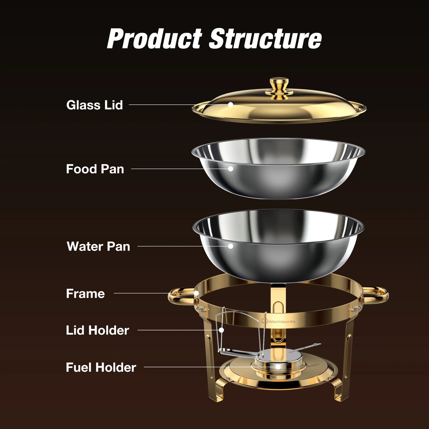 5 Qt High Grade Round Chafing Dishes for Buffet