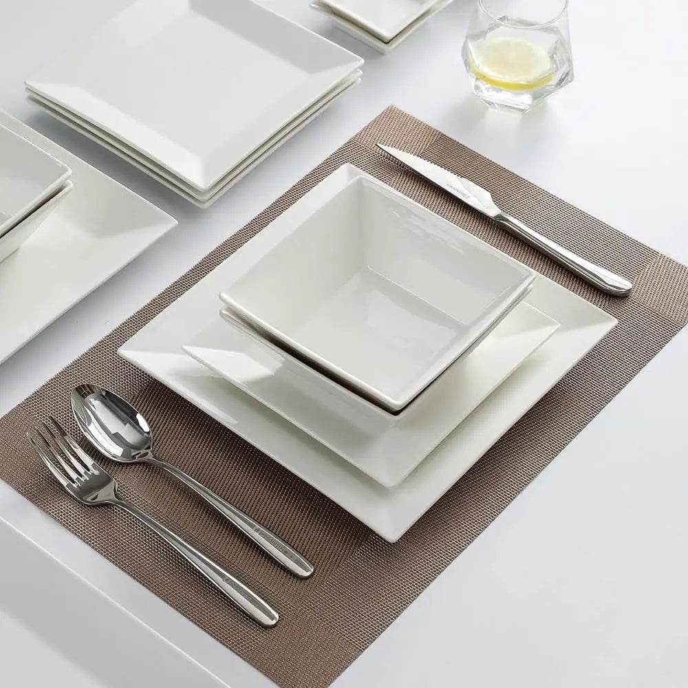 16-Piece Timeless Classic Square Dinnerware Set for 4