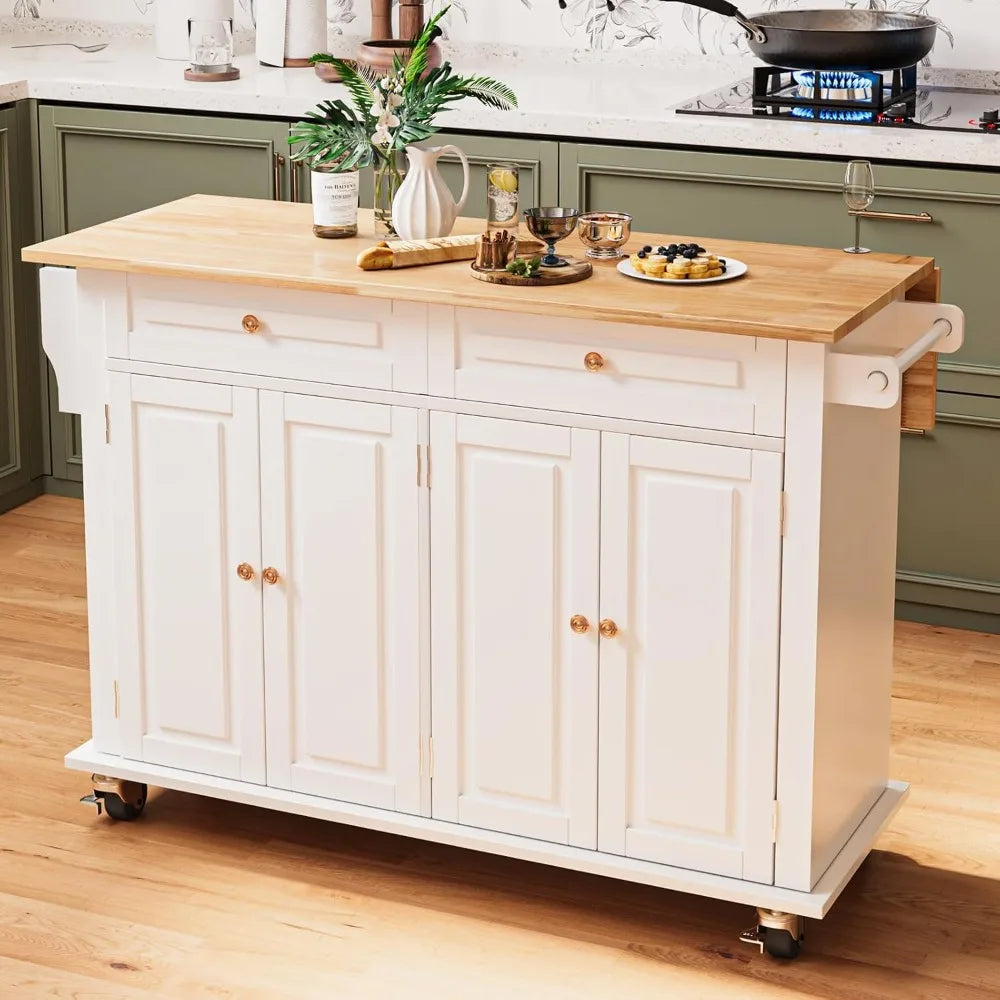 Rolling Kitchen Island with Drop Leaf