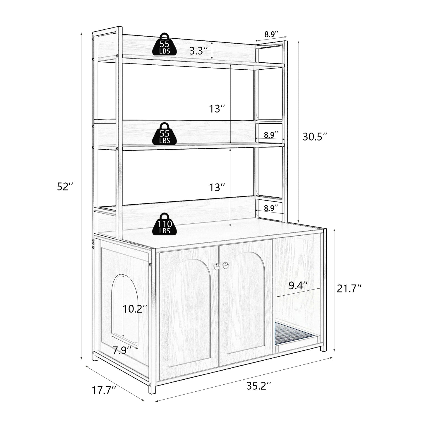 Wooden Hidden Cat Litter Box Enclosure