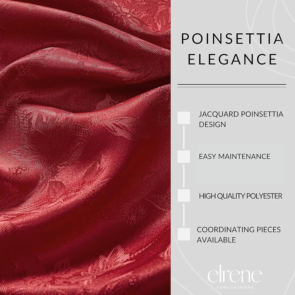 Set of 4 Elegant Poinsettia Christmas Placemats
