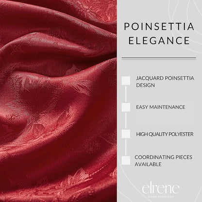 Set of 4 Elegant Poinsettia Christmas Placemats