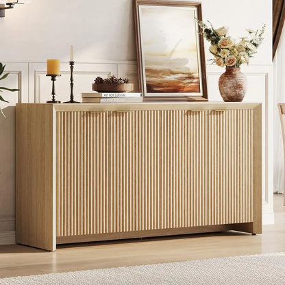 Modern Fluted Sideboard with 4 Doors and 5 Adjustable Shelves