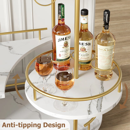 Mobile Bar Cart with 3-Tiers of Storage Shelves