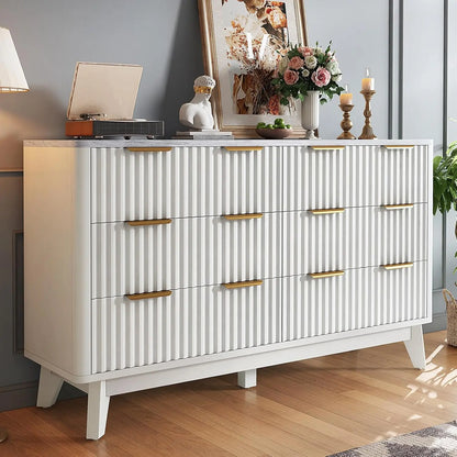 54 in Modern Fluted Chest of Drawers Dresser