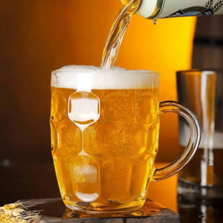 Set of 6 Large Glass Beer Mugs