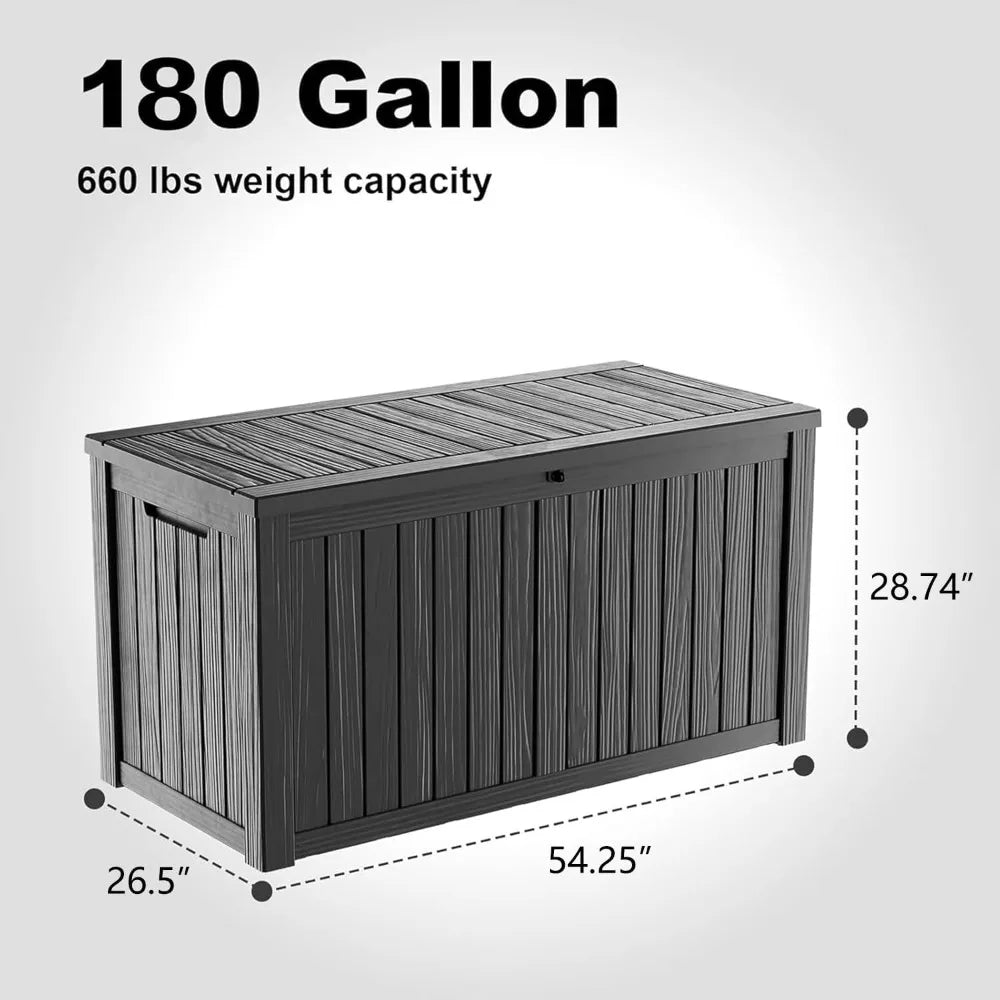 Waterproof 180 Gallon Outdoor Deck Box with Lock