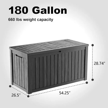 Waterproof 180 Gallon Outdoor Deck Box with Lock