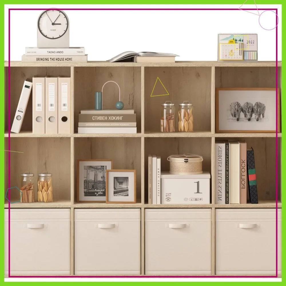 Wooden 12 Cube Storage Organizer, with Closed Back