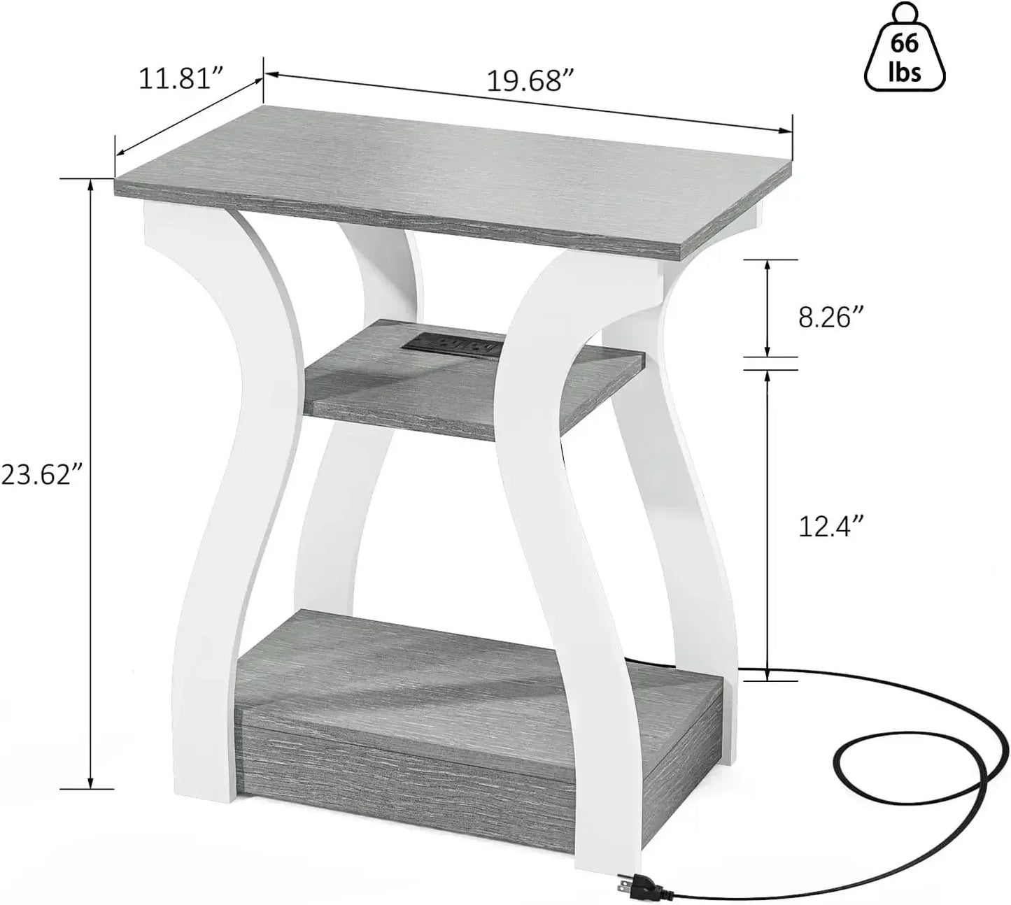 Set of 2 End Tables with Charging Station