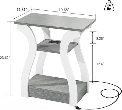 Set of 2 End Tables with Charging Station
