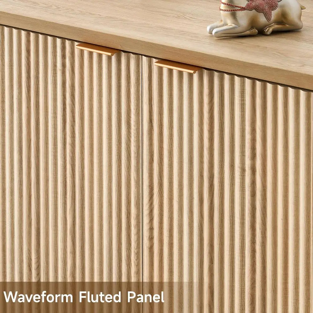 Modern Fluted Sideboard with 4 Doors and 5 Adjustable Shelves