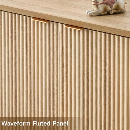 Modern Fluted Sideboard with 4 Doors and 5 Adjustable Shelves