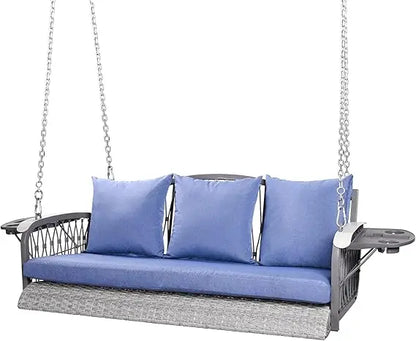Heavy Duty 3-Seat Wicker Porch Swing