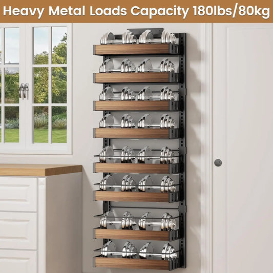8 Tier Pantry Spice Rack, Wall Mount or Hanging with Adjustable Baskets