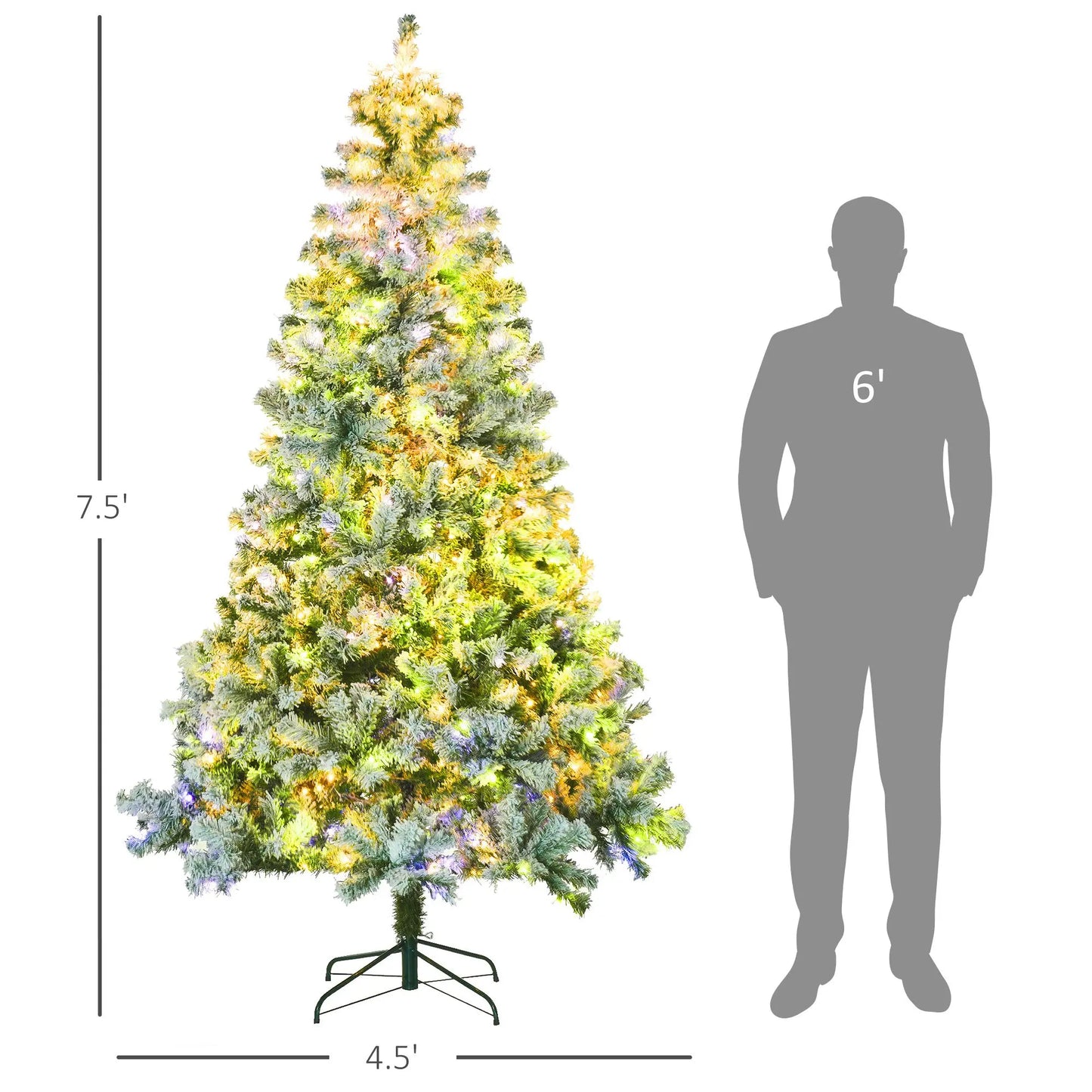 7.5ft Artificial Snow Christmas Tree for Festive Home Decor