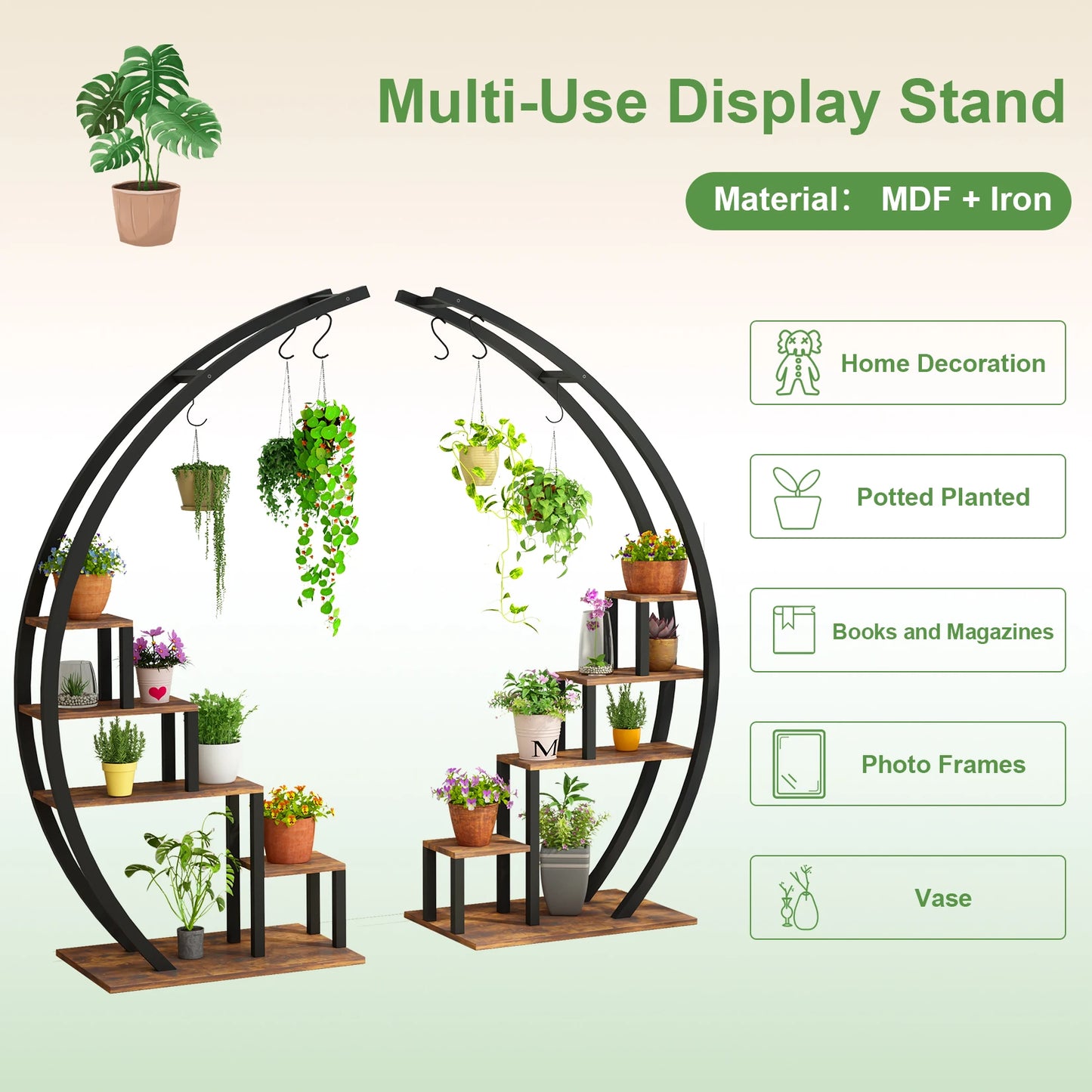 5 Tier Half Moon Flower Plant Stand-2 Pack