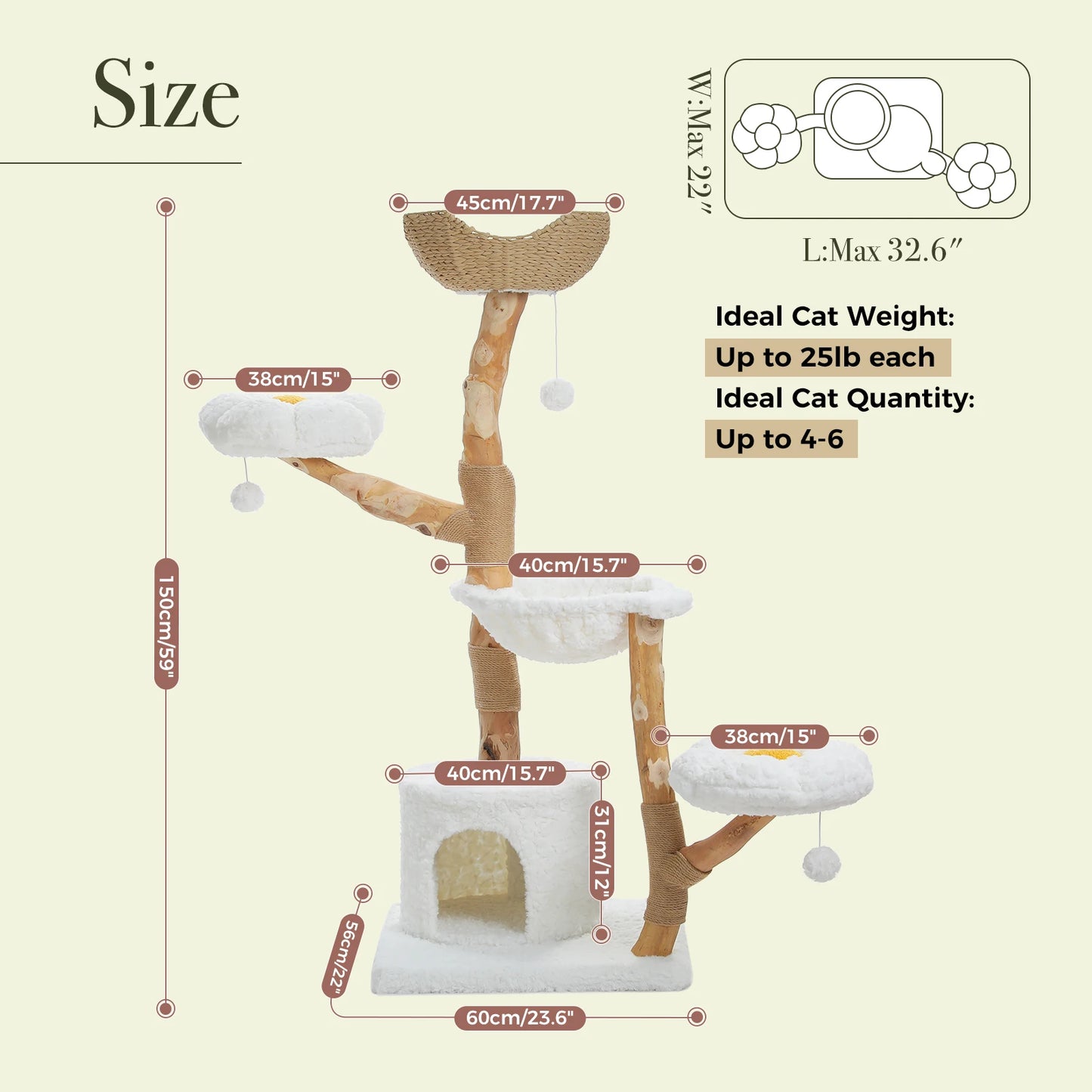 Large Cat Tree Tower with Sisal Scratching Post