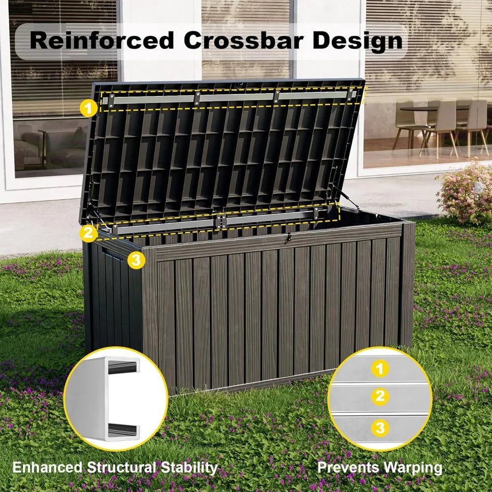 Waterproof 180 Gallon Outdoor Deck Box with Lock