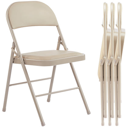 4 Pack-Sturdy Metal Leather Padded Folding Chair