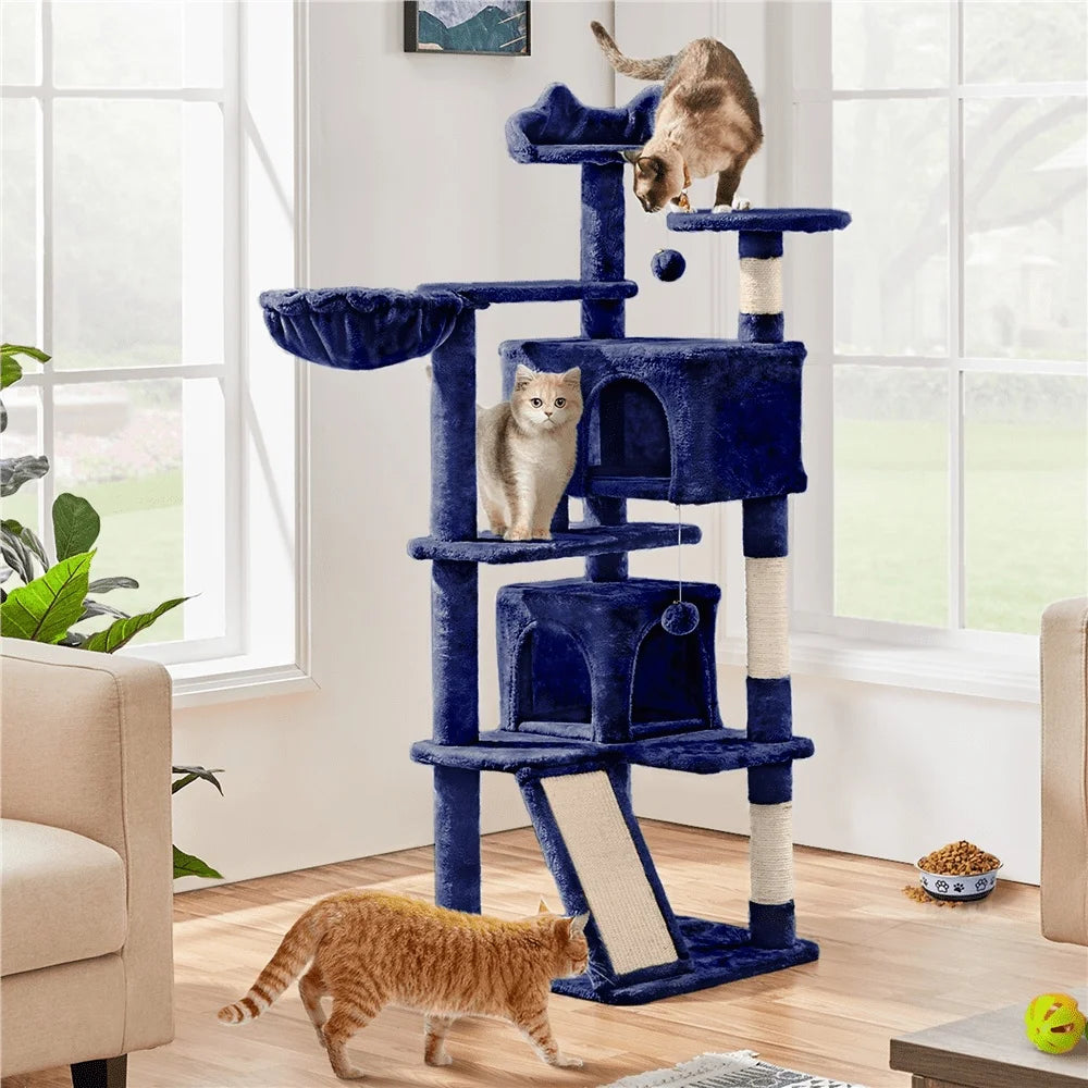 54 Inch Double Condo Cat Tree with Scratching Posts