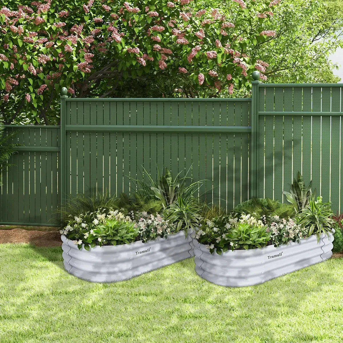 2 Pack 4x2x1FT Galvanized Raised Garden Bed Kit Oval Planter Box Outdoor Bottomless Planter Raised Beds for Vegetables Flowers