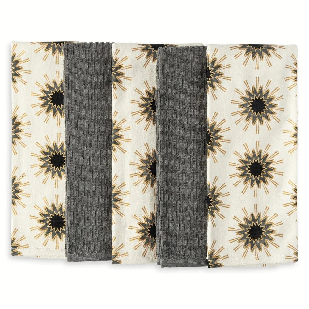 5-Pack Starburst Design Kitchen Towels