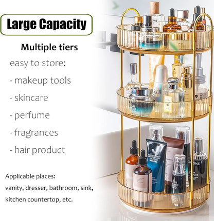 3 Tier Rotating Makeup Organizer for Vanity