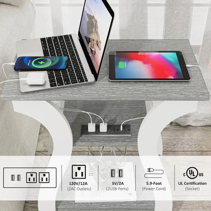 Set of 2 End Tables with Charging Station