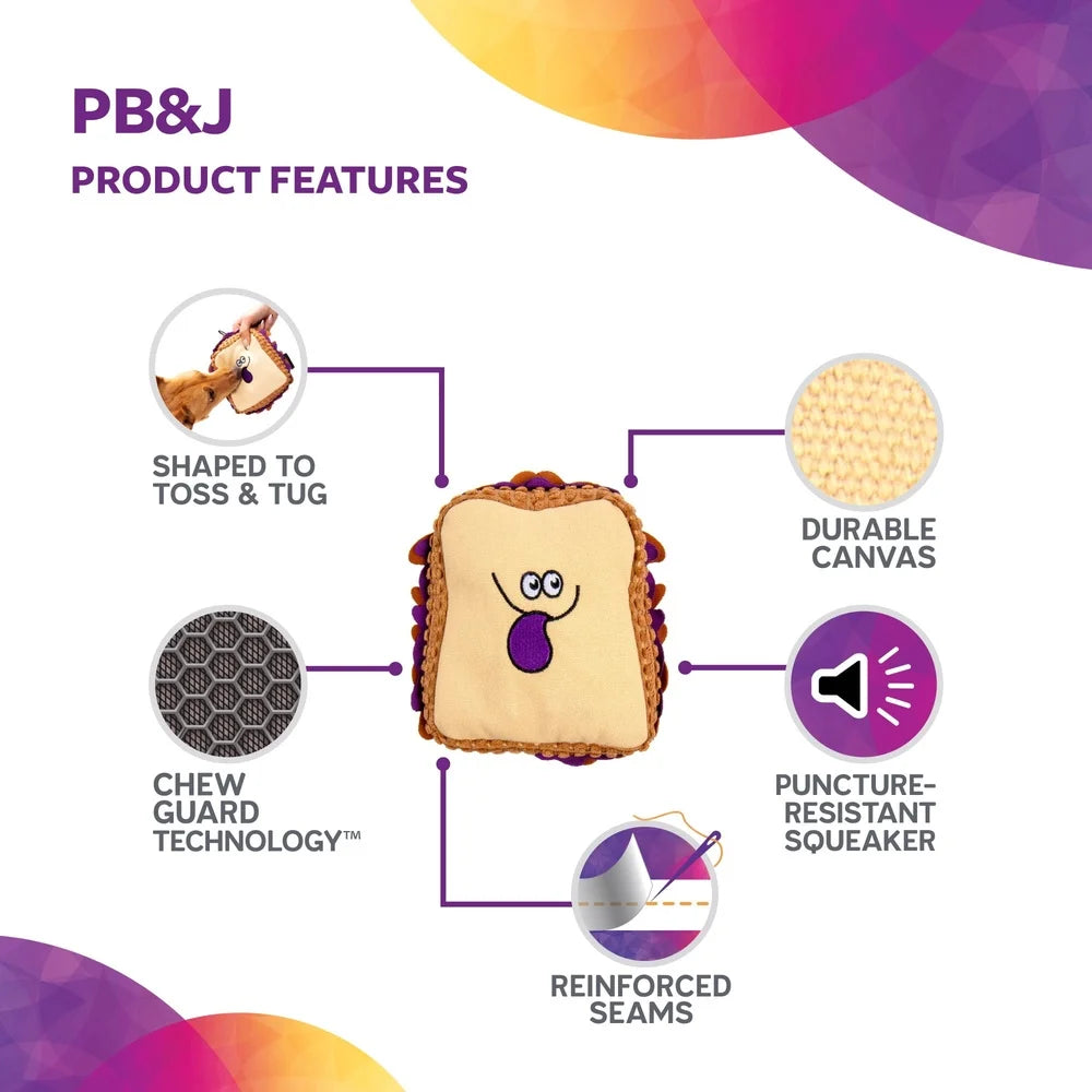PB&J Plush Squeaker Dog Toy