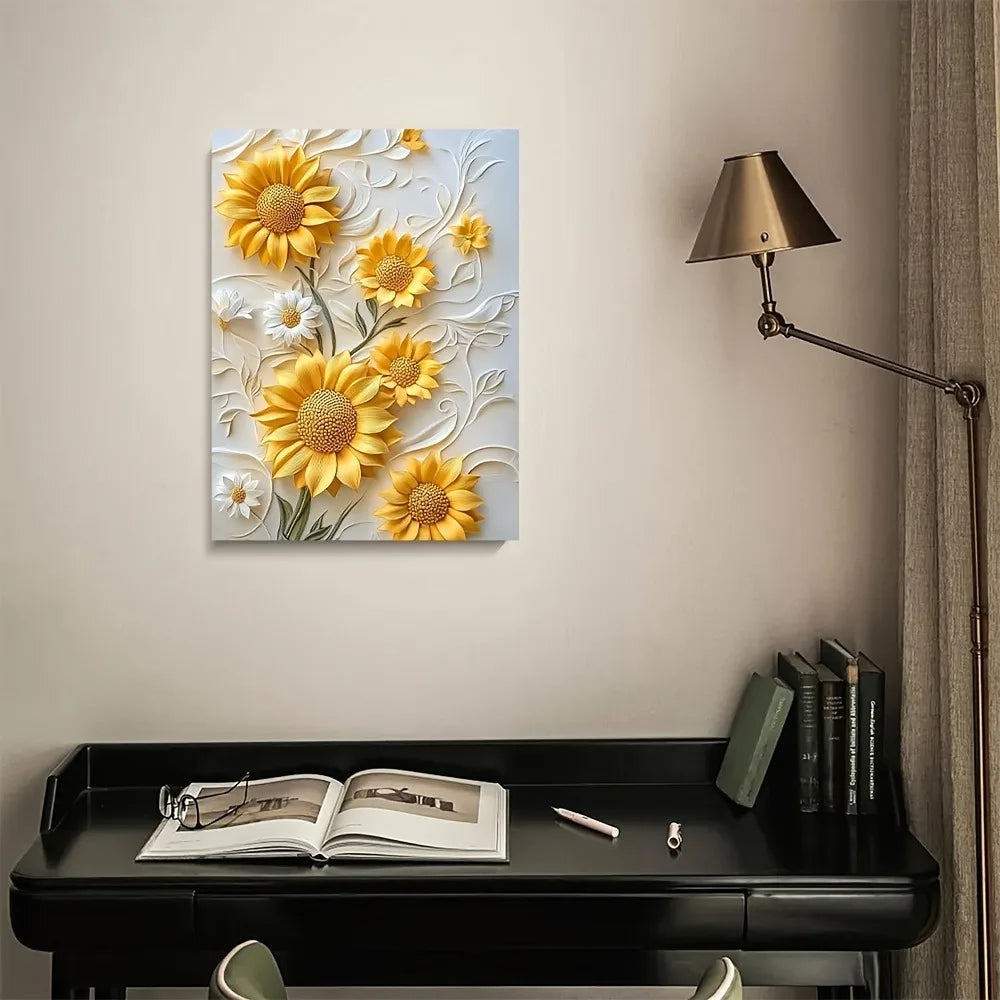 3D Relief Sunflower Canvas Art