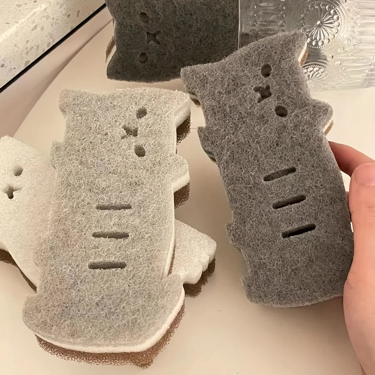 Innovative 4pcs Cute Cat Sponge Set for Kitchen