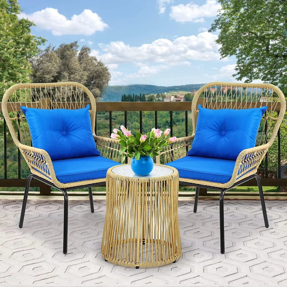 All-Weather 3-Piece Outdoor Wicker Bistro Set