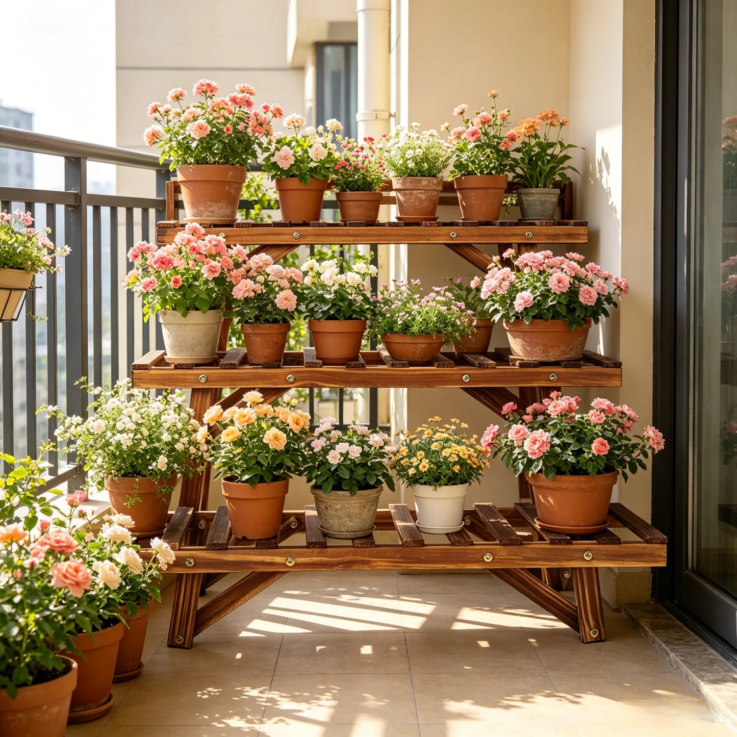 Wooden 3-Tier Ladder Plant Stand