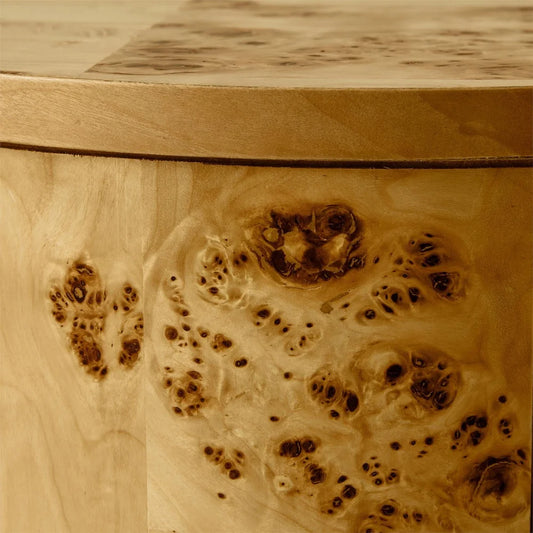 Unique Burlwood Round End Table