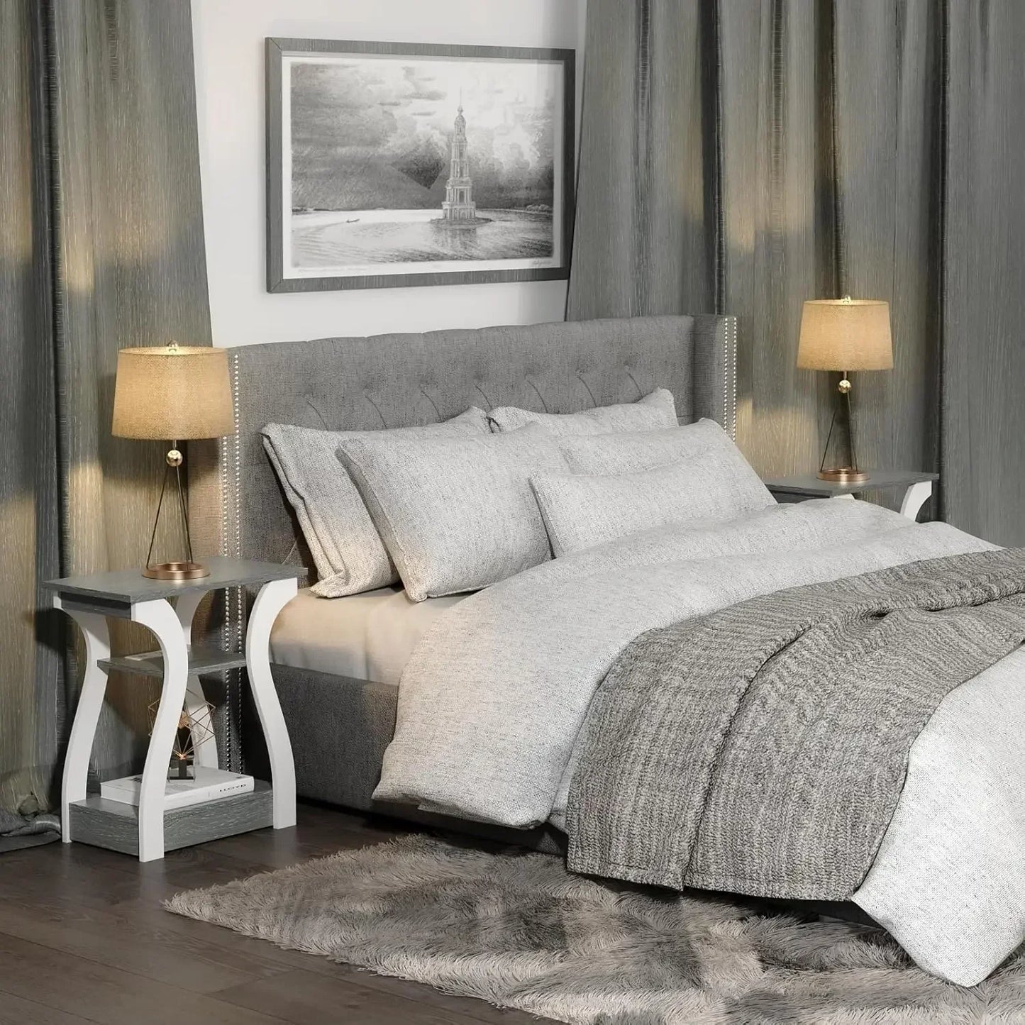 Set of 2 End Tables with Charging Station