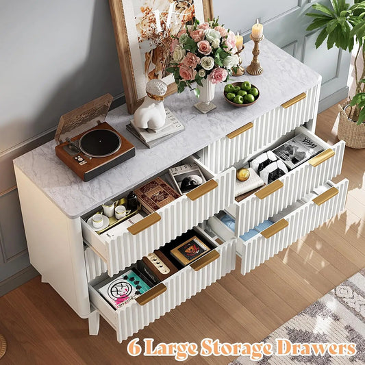 54 in Modern Fluted Chest of Drawers Dresser