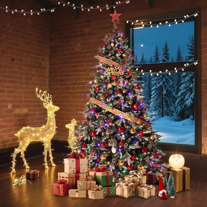 Pre-Lit Snow Flocked Christmas Tree in 6ft/7.5ft